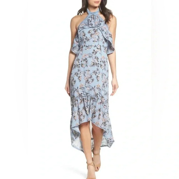 Chelsea28 Nordstrom High Low Floral Halter cocktail Dress NWT Fairycore Medium - Picture 1 of 6